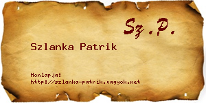 Szlanka Patrik névjegykártya